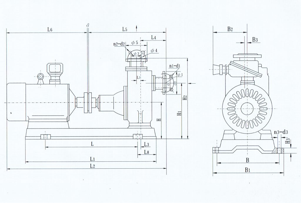 CYZ-A型自吸式离心油泵安装尺寸图 CYZ-A型自吸式离心油泵安装尺寸图