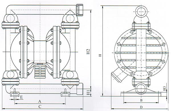 气动隔膜泵结构图 气动隔膜泵结构图
